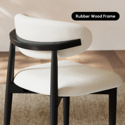 Modern Black Boucle Dining Chair with Rubber Wood Legs, 1 Piece - thumbnail 6