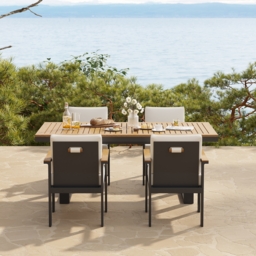 Tevara 5-Piece Rectangular Wood & Aluminium Outdoor Patio Dining Set for 4 People - thumbnail 2