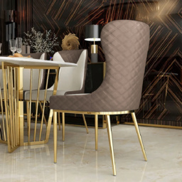 Wingback Dining Chair Modern Brown Upholstered (Set of 2) Side Chair PU Leather - thumbnail 9