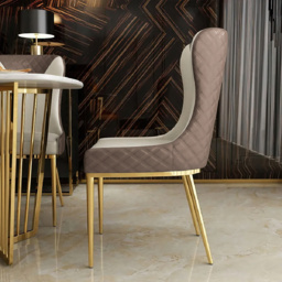 Wingback Dining Chair Modern Brown Upholstered (Set of 2) Side Chair PU Leather - thumbnail 8