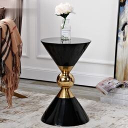 Modern Round Black End Table of Hourglass Fiberglass in Small - thumbnail 1