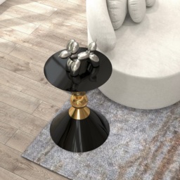 Modern Round Black End Table of Hourglass Fiberglass in Small - thumbnail 2