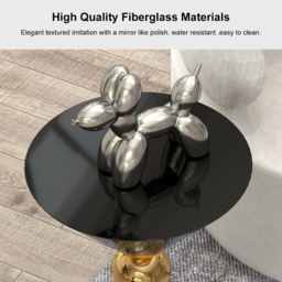 Modern Round Black End Table of Hourglass Fiberglass in Small - thumbnail 7