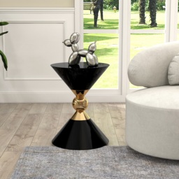 Modern Round Black End Table of Hourglass Fiberglass in Small - thumbnail 3