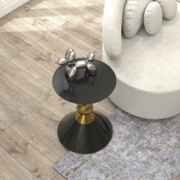 Modern Round Black End Table of Hourglass Fiberglass in Small - thumbnail 4