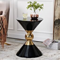 Modern Round Black End Table of Hourglass Fiberglass in Small - thumbnail 5