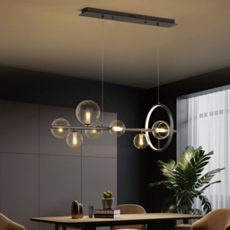 Modern Minimalist 7-Light Glass Globe Shade Kitchen Island Light in Black - thumbnail 4