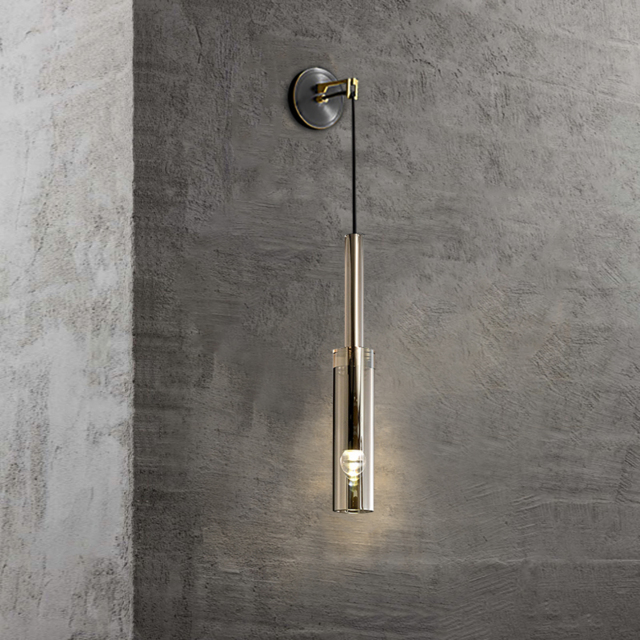 Minimalist Hanging Wall Light 1-Light Clear Armed Sconce Crystal Indoor Wall Lighting - image 1