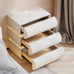 Humply Leather 3-Drawer Smart LED Bedside Table - thumbnail 2