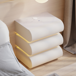 Humply Leather 3-Drawer Smart LED Bedside Table - thumbnail 3