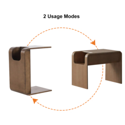 Oak Wood C-Style End Table Decorative Cocktail Table with Magazine Rack Organiser C Side Table in Walnut - thumbnail 7