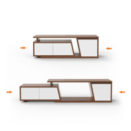 Storage Modern White & Walnut Wood TV Stand Extendable 1200mm-1800mm Floor-standing TV Unit with 3 Drawers - thumbnail 6