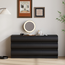 Leather Humply Modern Black 9 Drawer Dresser Chest with Storage Cabinet - thumbnail 5