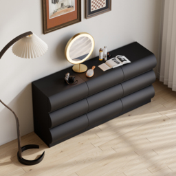 Leather Humply Modern Black 9 Drawer Dresser Chest with Storage Cabinet - thumbnail 4