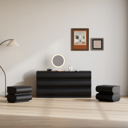 Leather Humply Modern Black 9 Drawer Dresser Chest with Storage Cabinet - thumbnail 6