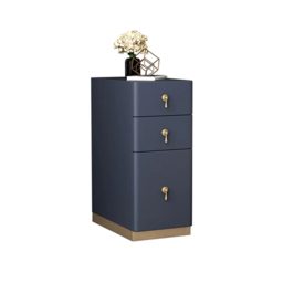 Modern Blue 3-Drawer Bedside Table Narrow Bedside Table with Faux Leather Upholstery - thumbnail 5