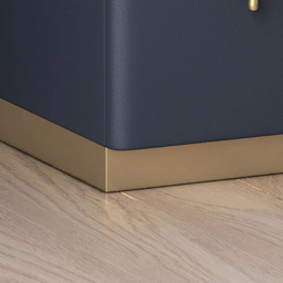 Modern Blue 3-Drawer Bedside Table Narrow Bedside Table with Faux Leather Upholstery - thumbnail 4
