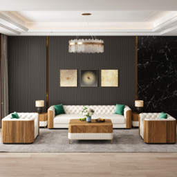 Wovent 2820mm Faux Leather Tufted 3 Seater Sofa Living Room - thumbnail 6