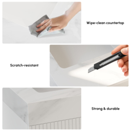 1200mm Bathroom Vanity Freestanding Cultured Marble Top with Double Sink Drawers & Doors White - thumbnail 5