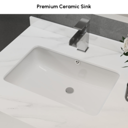 1200mm Bathroom Vanity Freestanding Cultured Marble Top with Double Sink Drawers & Doors White - thumbnail 7