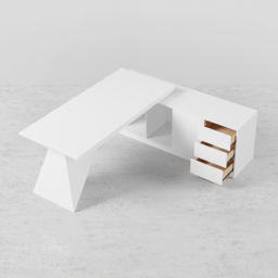 Modern White L-Shape Executive Desk Drawers & Cabinet Home Office Desk Right Hand (180 cm) - thumbnail 9
