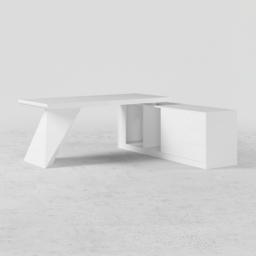 Modern White L-Shape Executive Desk Drawers & Cabinet Home Office Desk Right Hand (180 cm) - thumbnail 8
