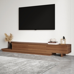 Fero Walnut Extendable TV Stand with 3 Drawers(2000mm-3600mm)