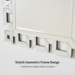 Rectangular 900mm Decorative Wall Mirror with Geometric Beveled Frame - thumbnail 5