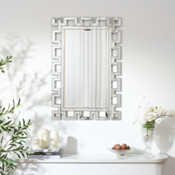 Rectangular 900mm Decorative Wall Mirror with Geometric Beveled Frame - thumbnail 2