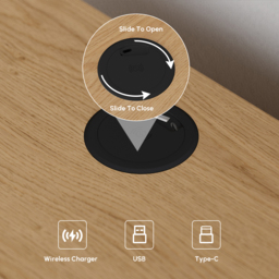 Smart LED Natural Bedside Table Wireless Charging Station Wood Bedside Table with Light Modern - thumbnail 7