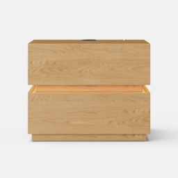 Smart LED Natural Bedside Table Wireless Charging Station Wood Bedside Table with Light Modern - thumbnail 9