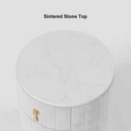 Modern Bedside Table Grey Round Bedside Table with 3 Drawers Bedside Table with Storage - thumbnail 8