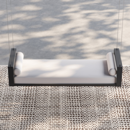 Fencura Patio Woven Rope Hanging Daybed Exterior Porch Swing Chair Sofa in Grey Cushion & Pillow Included - thumbnail 4