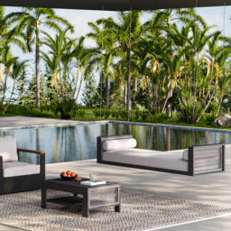 Fencura Patio Woven Rope Hanging Daybed Exterior Porch Swing Chair Sofa in Grey Cushion & Pillow Included - thumbnail 5