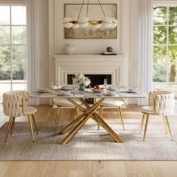 Dining Set 200 cm Rectangle Glossy Pandora Sintered Stone Dining Table with 6 Chairs - thumbnail 3