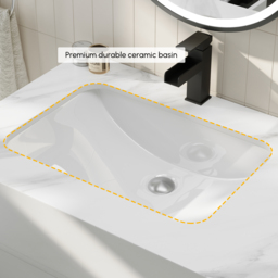 150 cm Double Sink Bathroom Vanity with Silver Handles – White Modern Floating Vanity - thumbnail 7