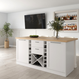 59.1'' Kitchen lsland with Wine Storage White Modern Large Kitchen Cabinet - thumbnail 4