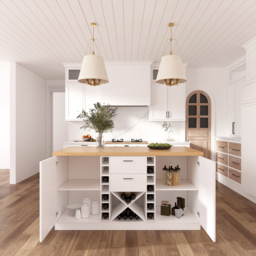 59.1'' Kitchen lsland with Wine Storage White Modern Large Kitchen Cabinet - thumbnail 5