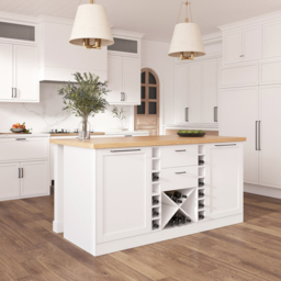 59.1'' Kitchen lsland with Wine Storage White Modern Large Kitchen Cabinet - thumbnail 1