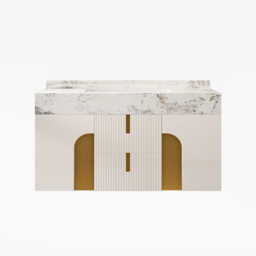 90 cm Bathroom Vanity Cultured Marble Wall Mounted with Ceramic Single Sink Modern Style Beige - thumbnail 9