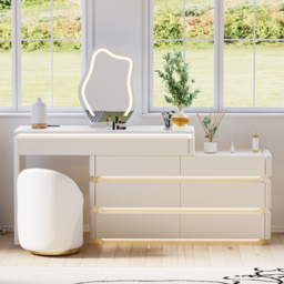 "47"" Smart Makeup Vanity Set Retractable  Dressing Table with Mirror & Lights" - thumbnail 3
