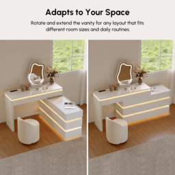 "47"" Smart Makeup Vanity Set Retractable  Dressing Table with Mirror & Lights" - thumbnail 7