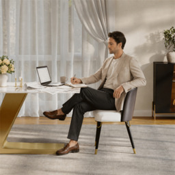 Modern Dining Chairs PU Leather Upholstered Warm White Upholstered Side Chair Dining Room Chairs 6-Pieces - thumbnail 5