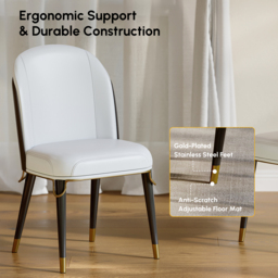 Modern Dining Chairs PU Leather Upholstered Warm White Upholstered Side Chair Dining Room Chairs 6-Pieces - thumbnail 7