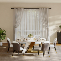 Modern Dining Chairs PU Leather Upholstered Warm White Upholstered Side Chair Dining Room Chairs 6-Pieces - thumbnail 4
