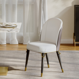 Modern Dining Chairs PU Leather Upholstered Warm White Upholstered Side Chair Dining Room Chairs 6-Pieces - thumbnail 2