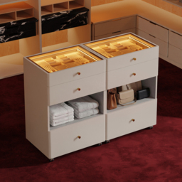 Selvo Walk-In Closet Island Jewellery Dresser with Glass Top & Light Set of 2 - thumbnail 3