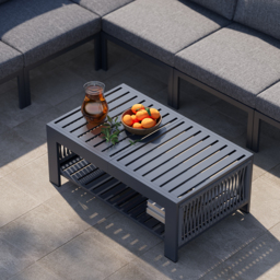7 Pieces Modern L-shaped Patio Garden Sectional Sofa Set with Coffee Table in Grey for 6 - thumbnail 8