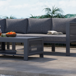 7 Pieces Modern L-shaped Patio Garden Sectional Sofa Set with Coffee Table in Grey for 6 - thumbnail 6