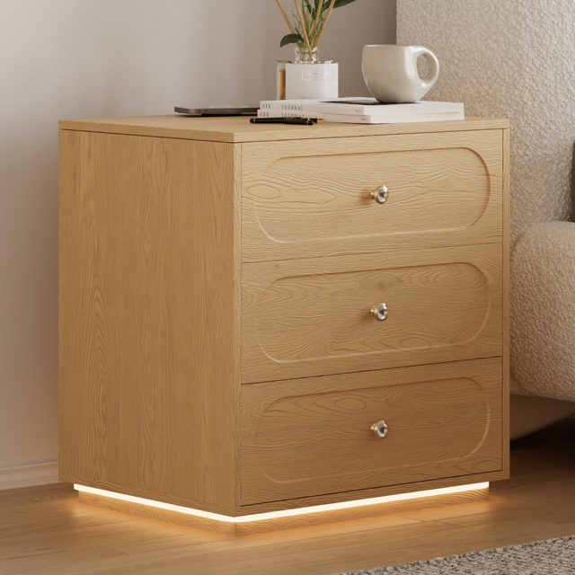 Modern Smart Bedside Table with Light 2 Drawer Bedside Table with Charging Station - image 1